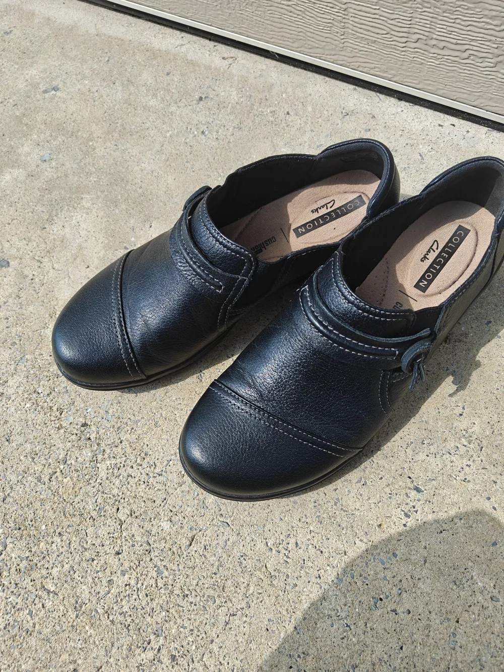 Clarks Black Leather Slip-On Casual Shoes